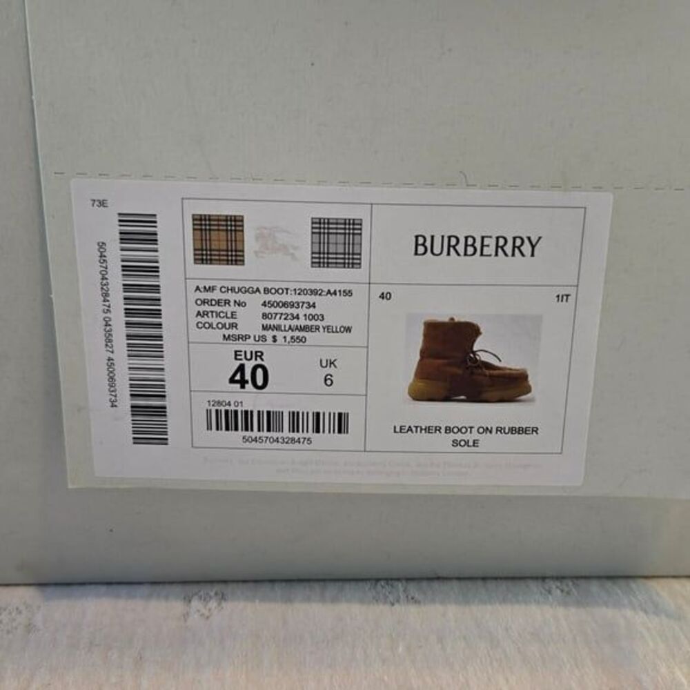 NIB Burberry Shearling-Trim Suede Creeper Boots Manilla/Amber Yellow Size 40 - Picture 6 of 8
